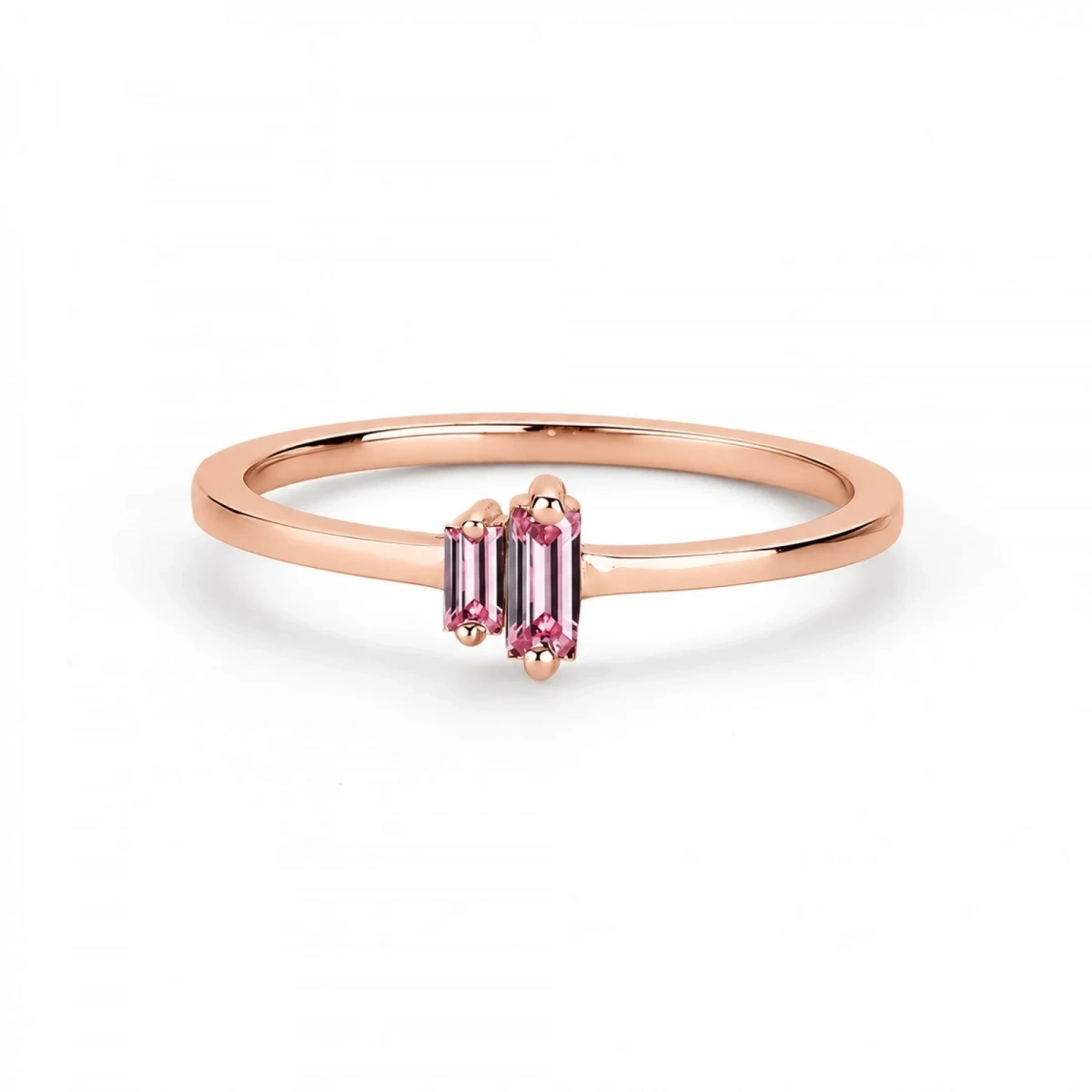 Buntes Rosa Brillant Ring mit Bagutte Steinen aus Gold