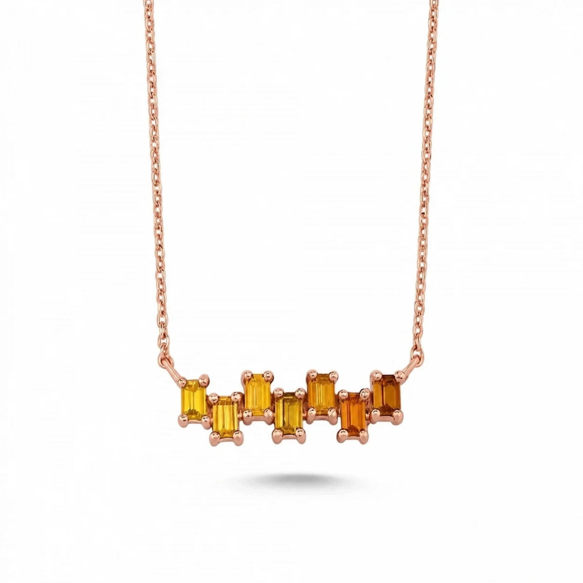 Zigzag Yellow Baguette Stone Gold Necklace