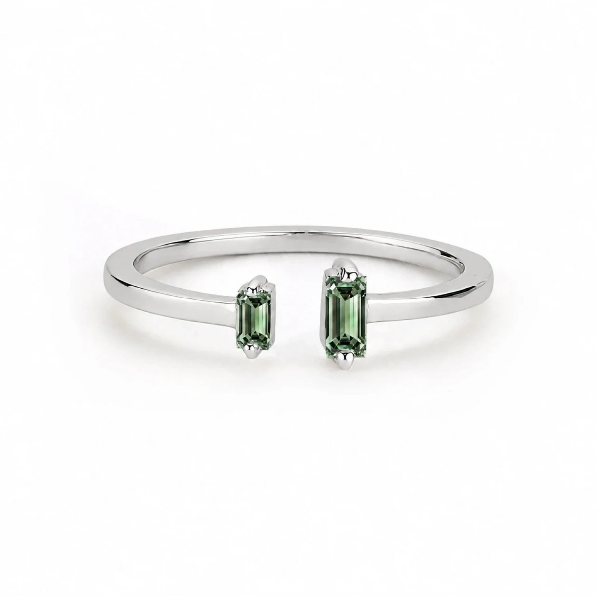 Colorful Green Baguette Stone Gold Ring