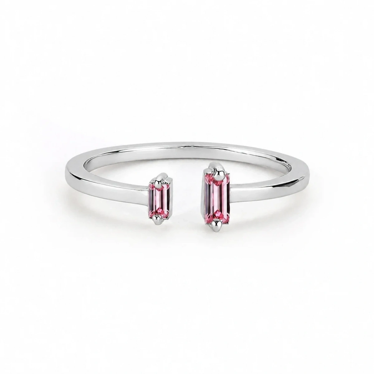Colorful Pink Baguette Stone Gold Ring