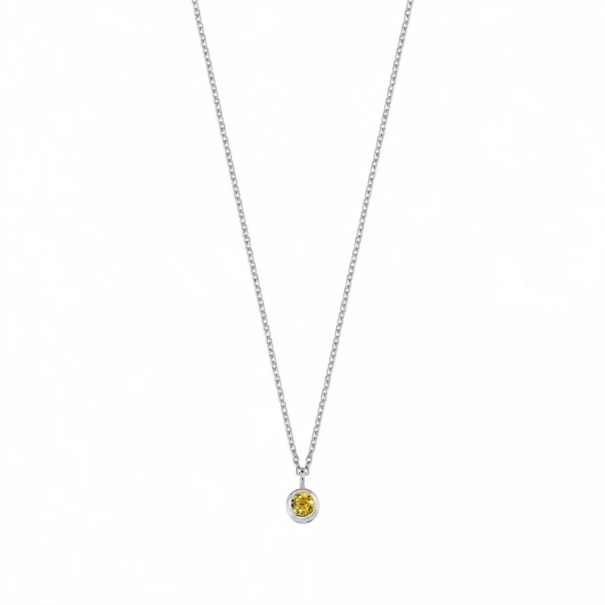 Colorful Gold Necklace with Yellow Stone