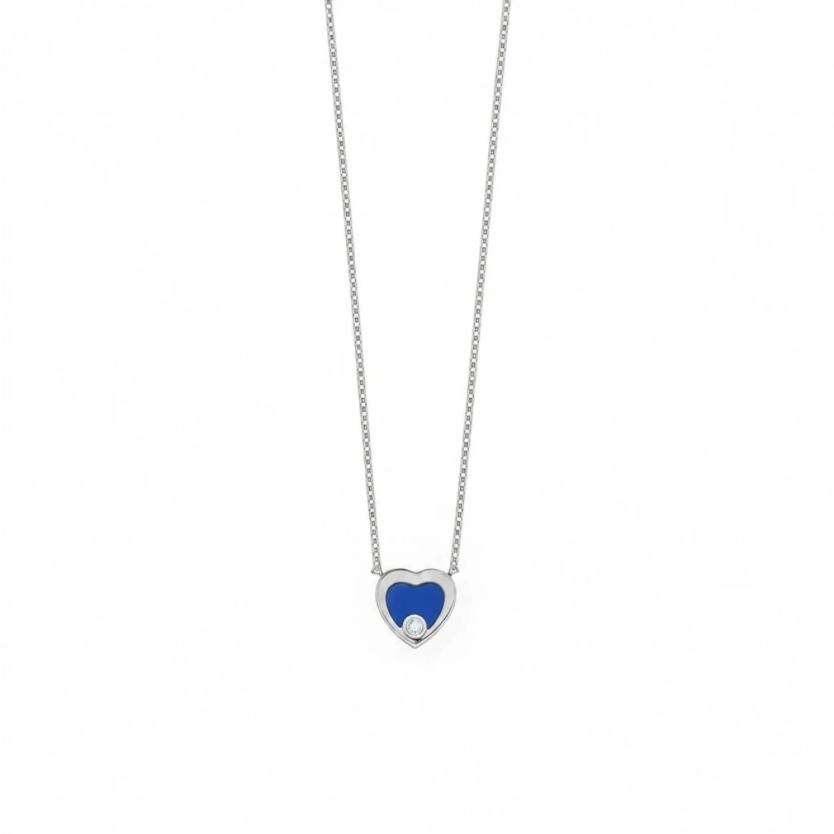 Heart enamelled Diamond Necklace