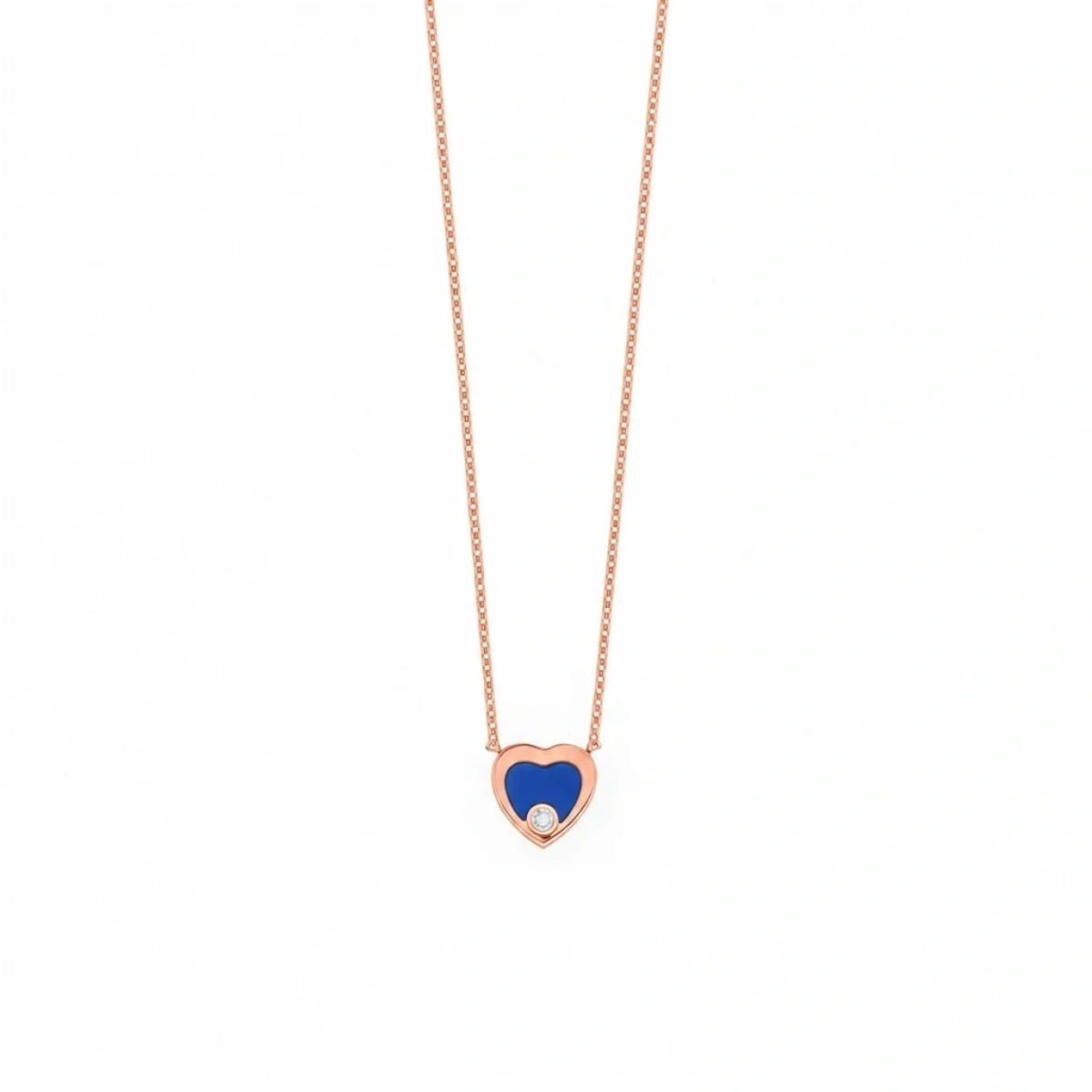 Heart enamelled Diamond Necklace