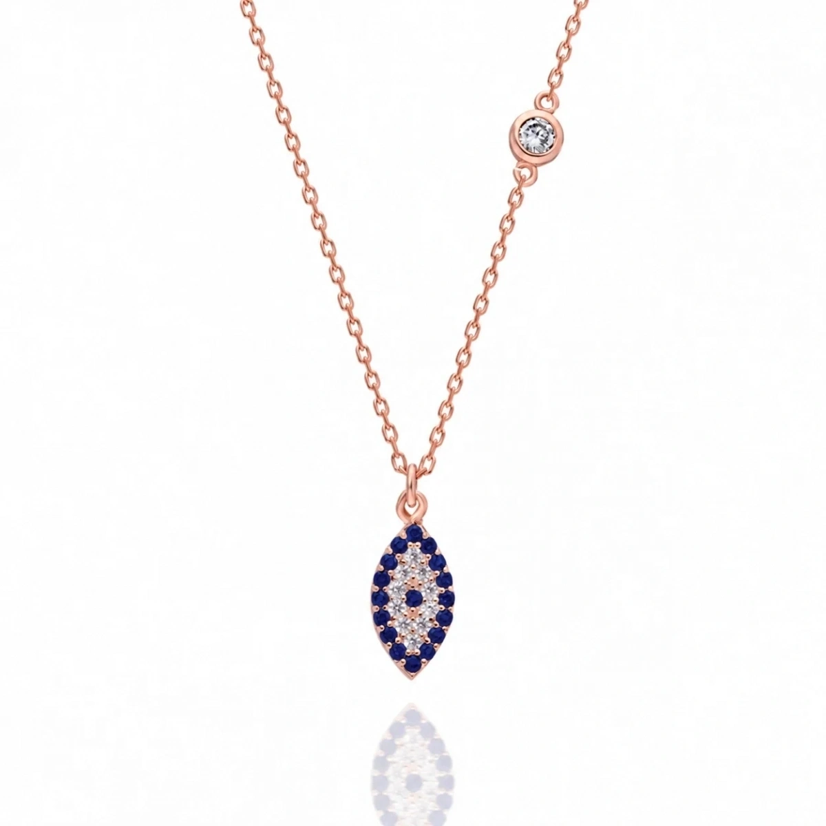 Eye-Shaped Evil Eye Silver Necklace