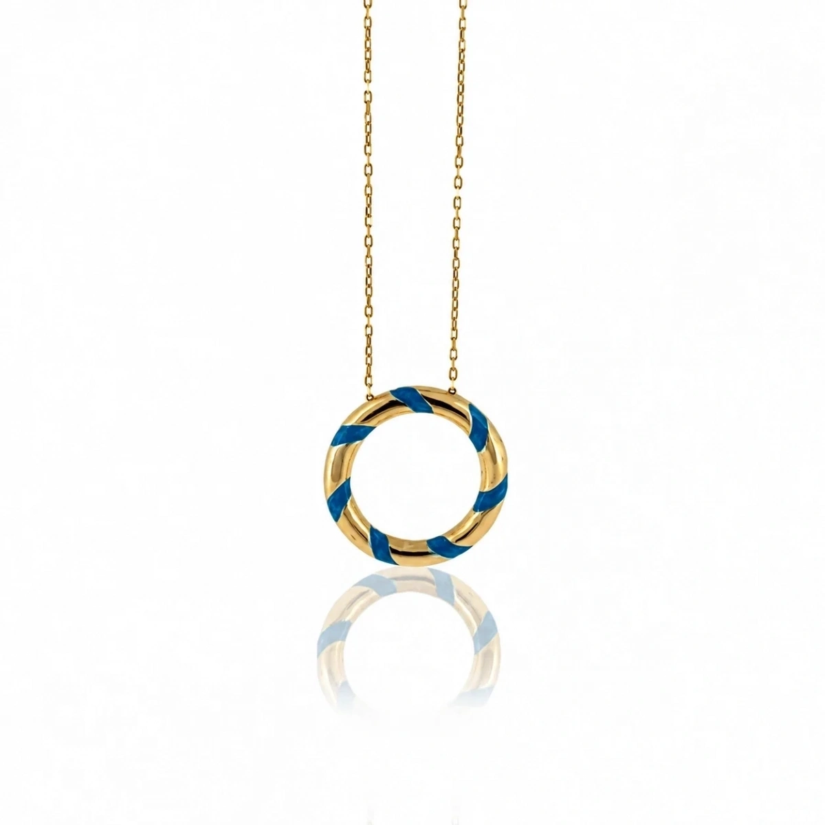 Blauer Emaille Creolen Kette