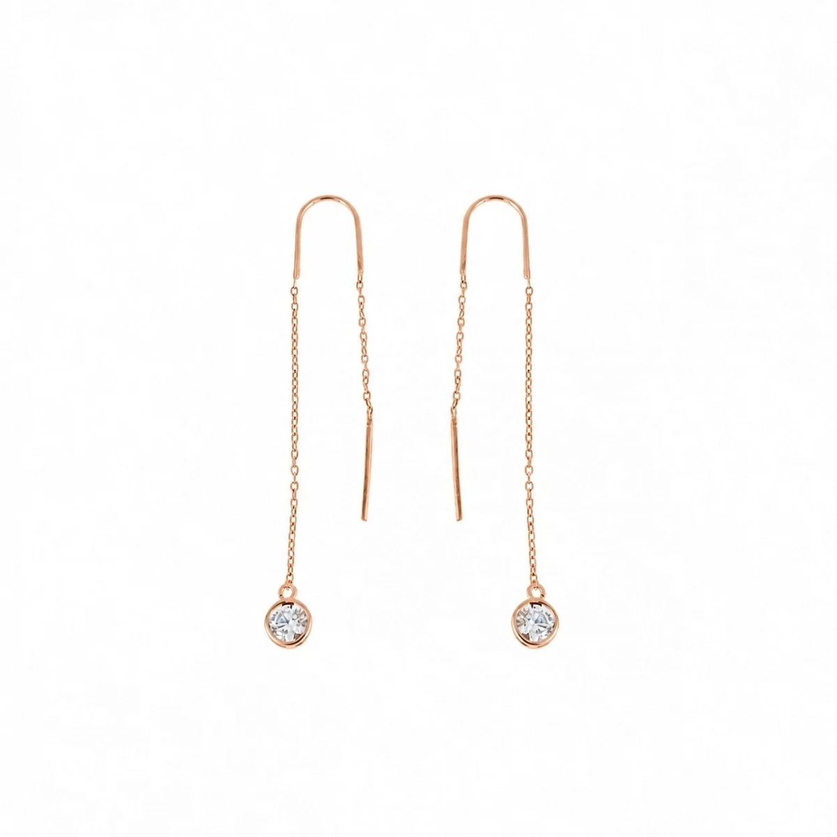 Tek Taş Sallantılı Geçirmeli Gümüş Küpe
