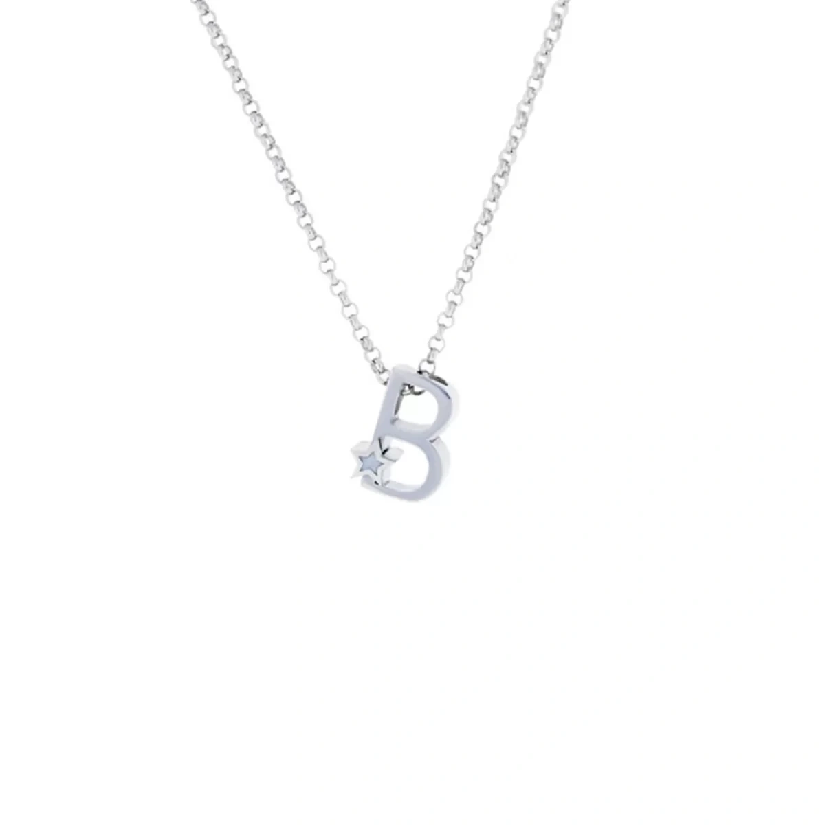 B Harfi Yıldızlı Gümüş Kolye