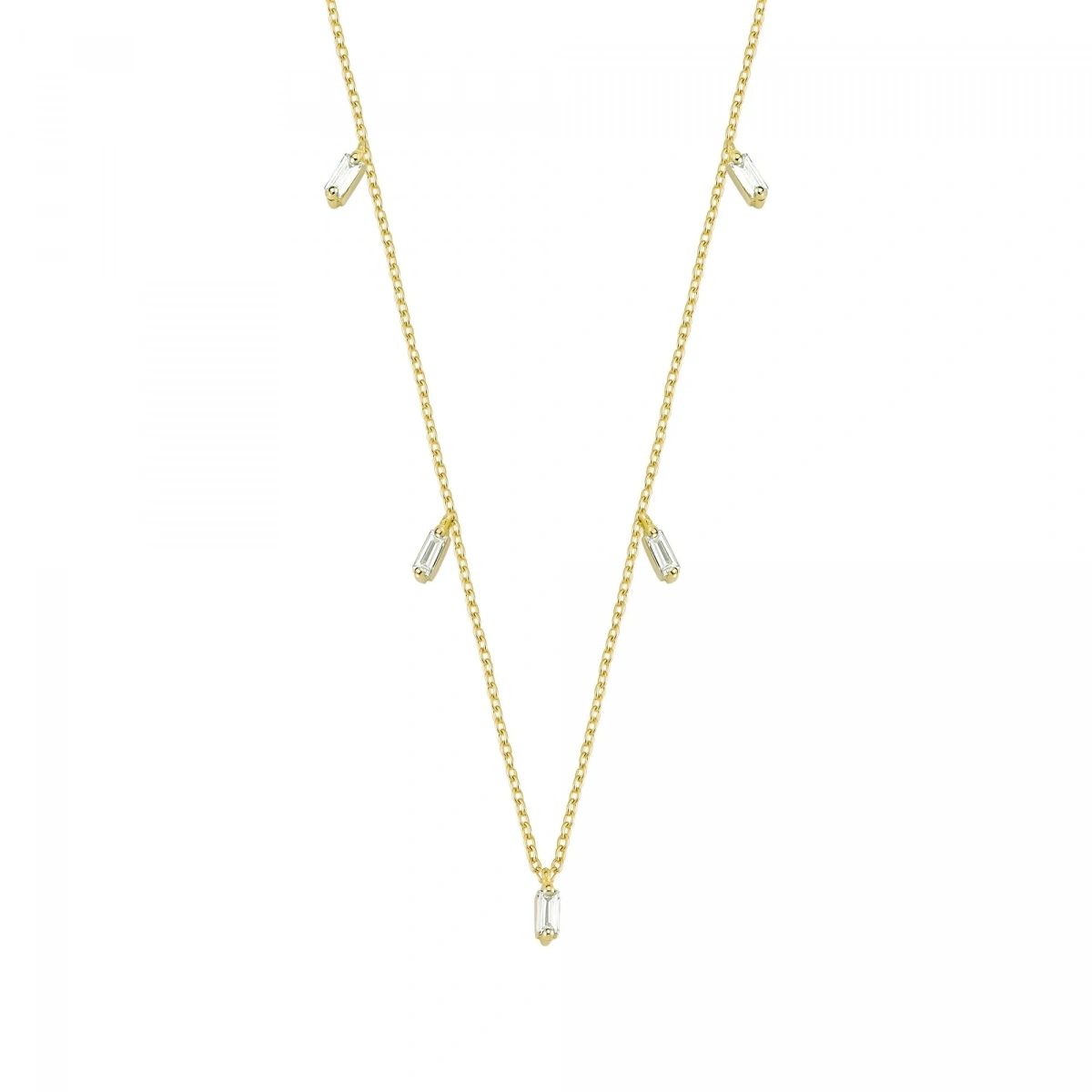 Baget Taş Sallantılı Altın Zincir Kolye