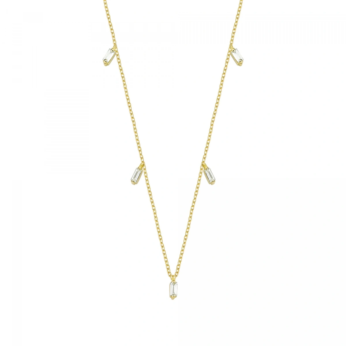 Baget Taş Sallantılı Altın Zincir Kolye