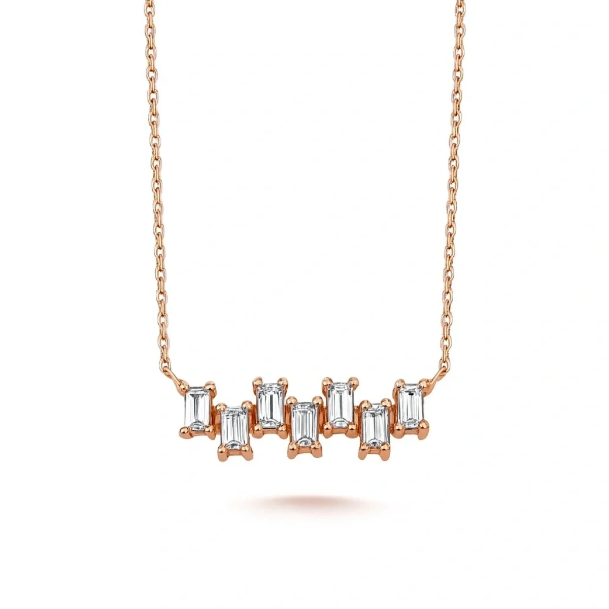 Baget Taşlı Asimetrik Altın Kolye