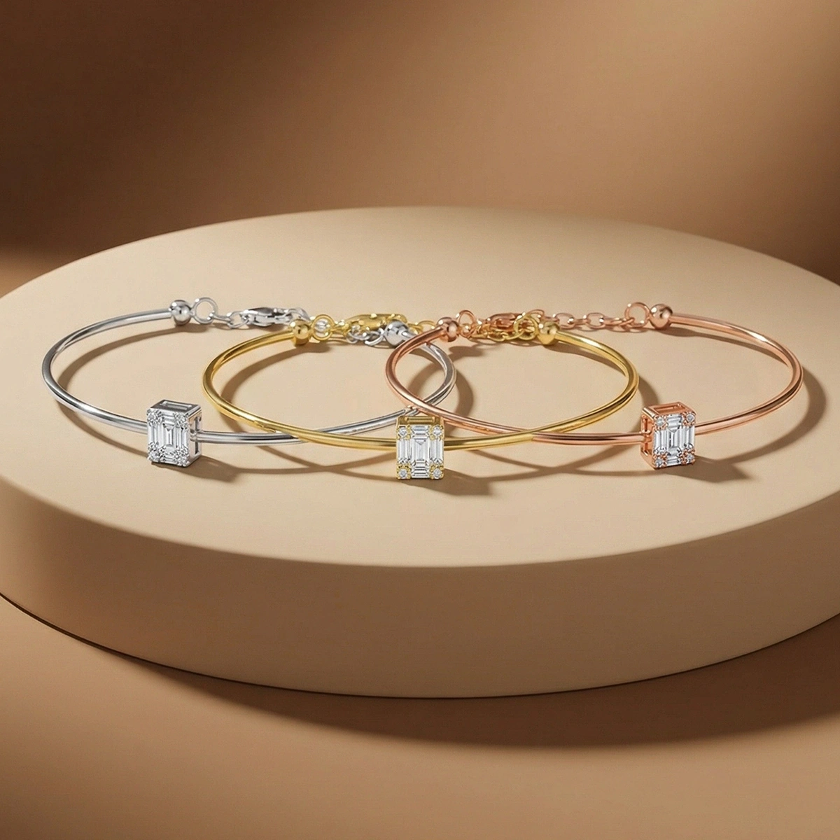 Baget Taşlı Klasik Altın Bileklik