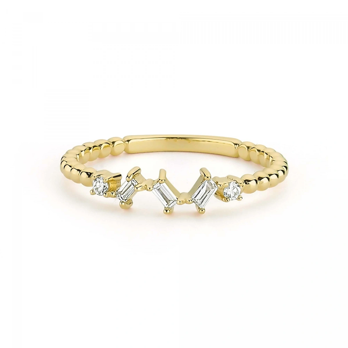 Baget Taşlı Modern Altın Yüzük