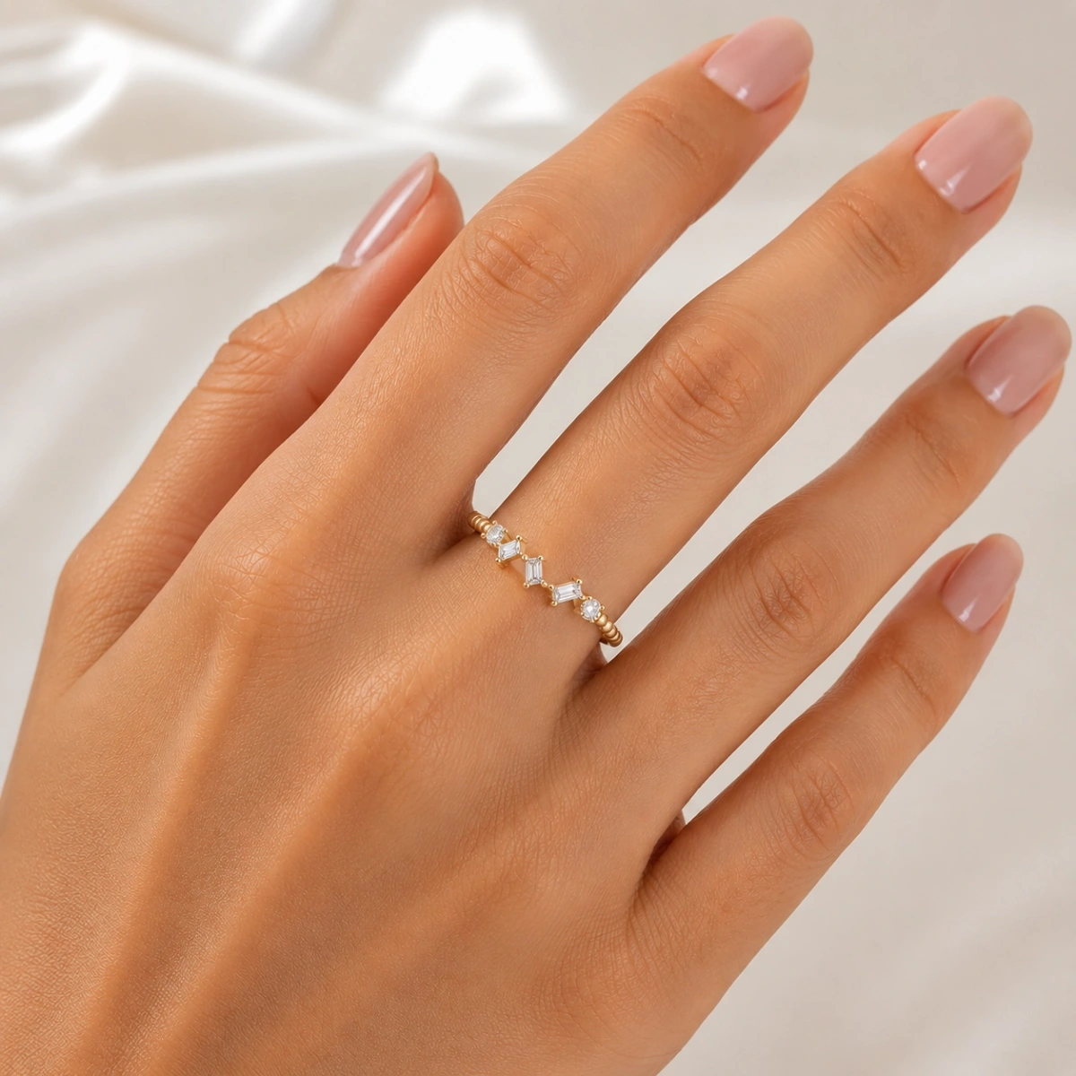 Baguette Stone Modern Gold Ring