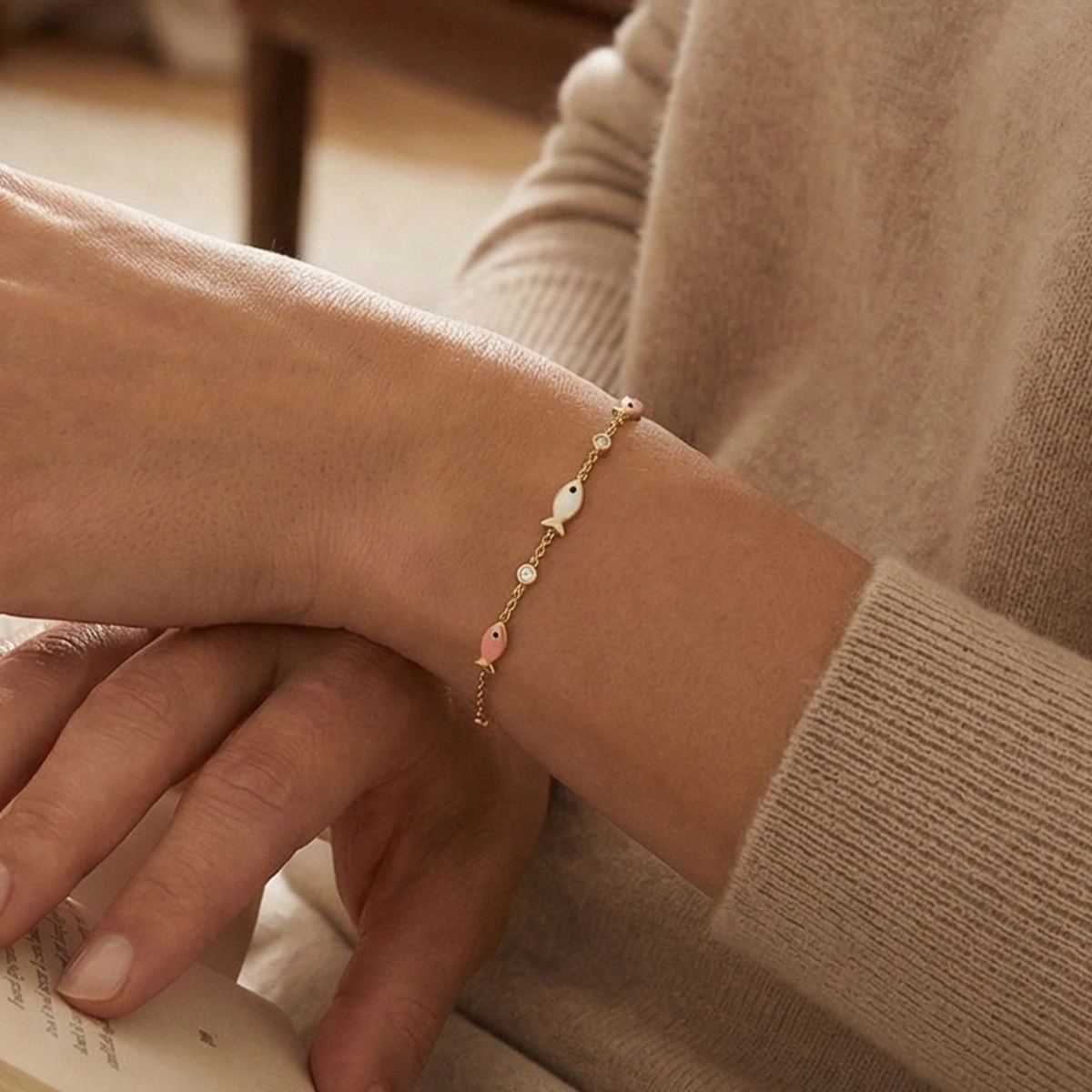 Bereket Balık Mineli Altın Bileklik