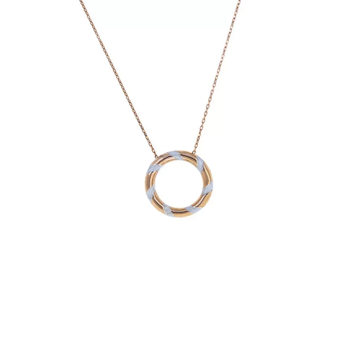 Beyaz Mineli Halka Gümüş Kolye