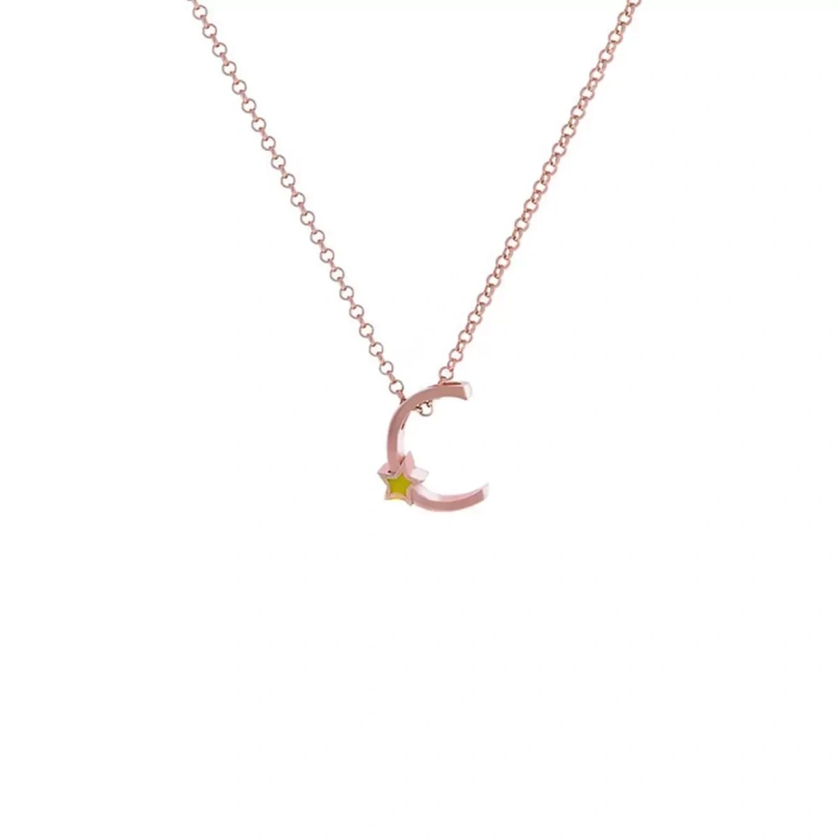 C Harfi Yıldızlı Gümüş Kolye