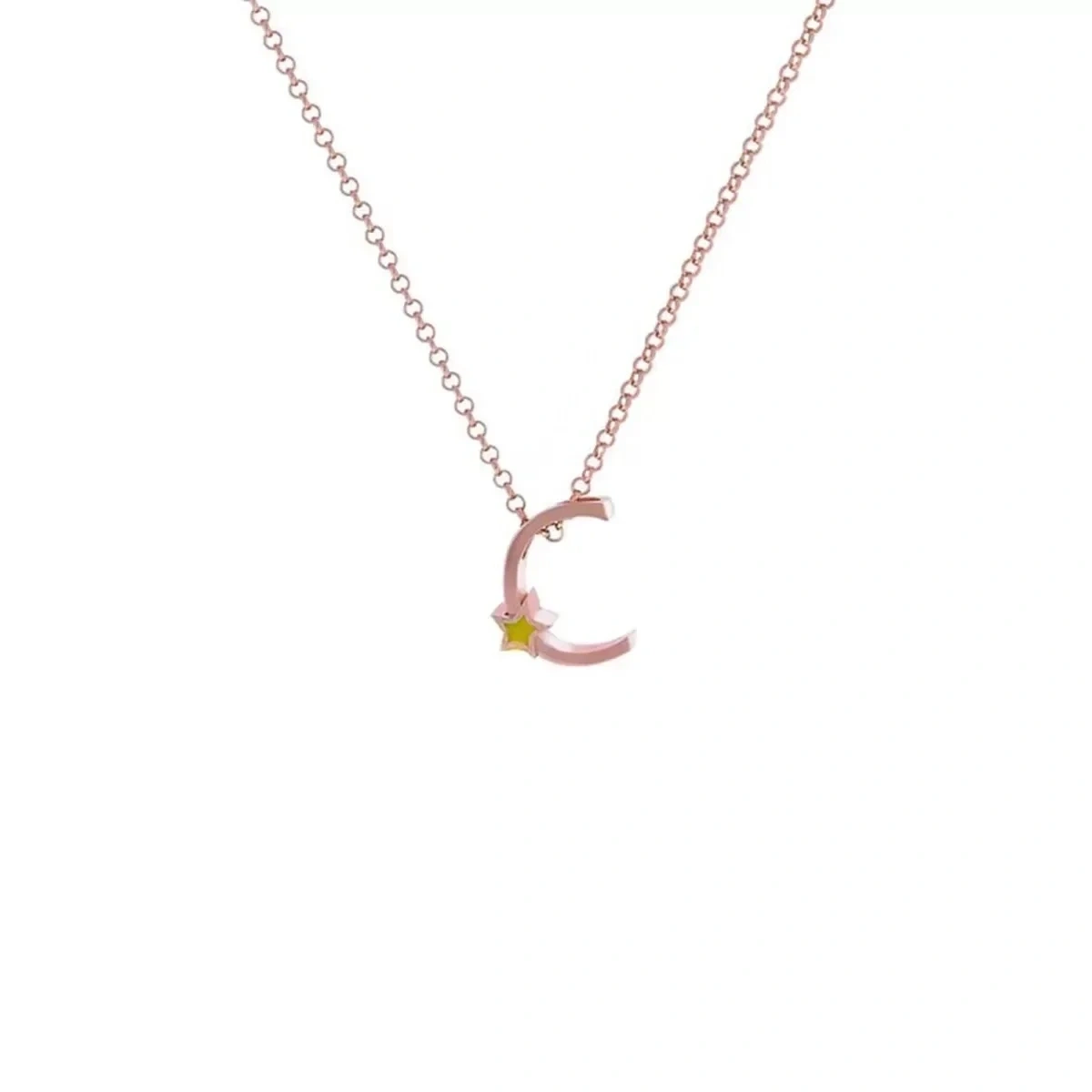 C Harfi Yıldızlı Gümüş Kolye