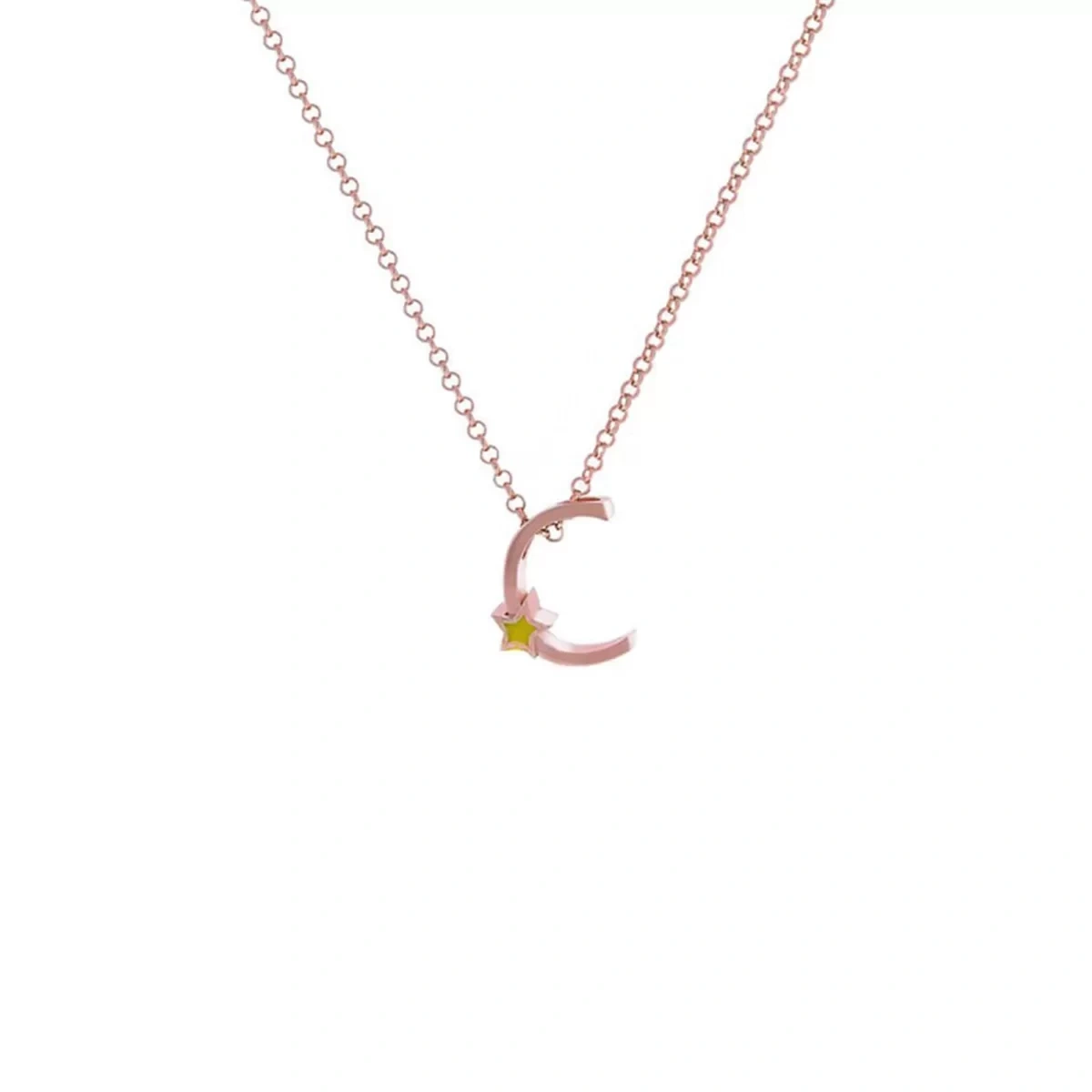 C Harfi Yıldızlı Gümüş Kolye