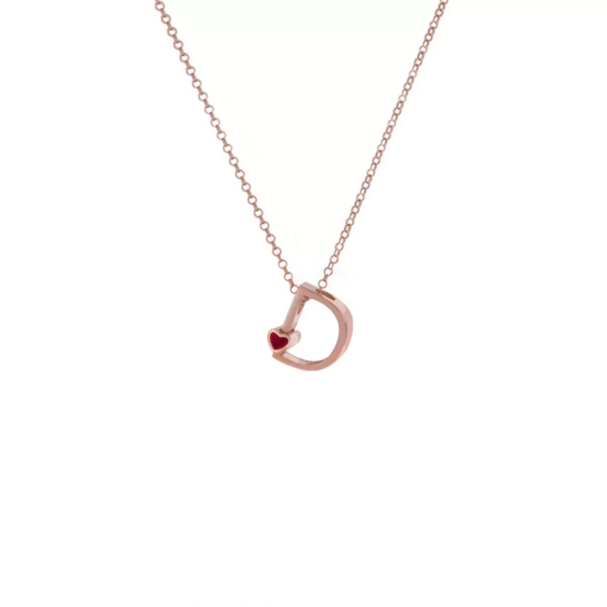 D Harfi Kalpli Gümüş Kolye