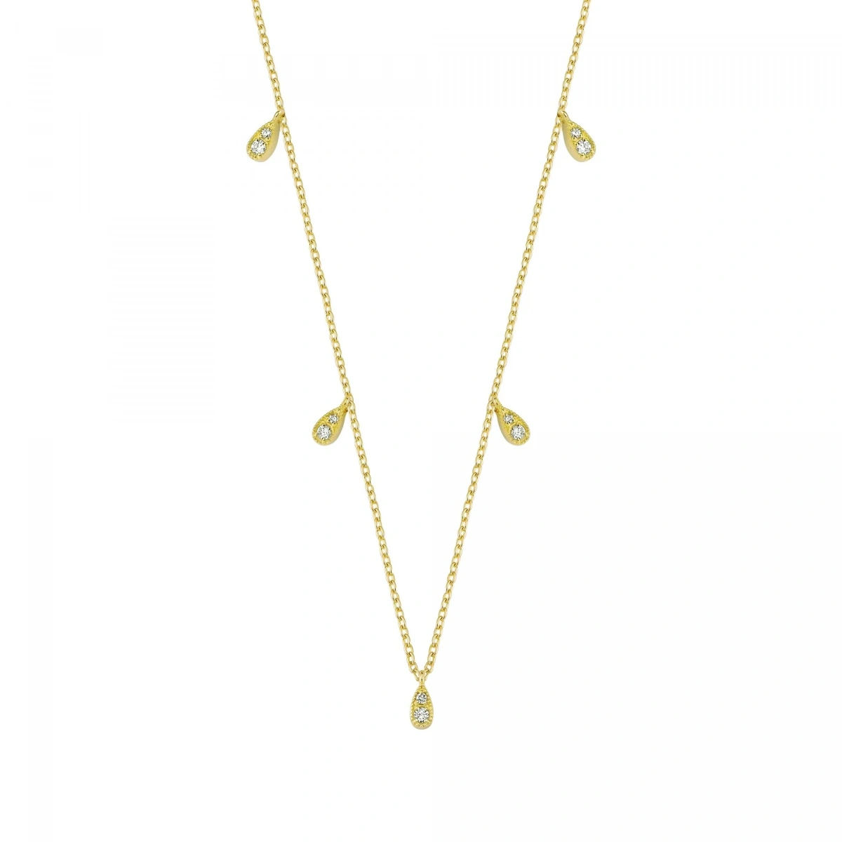 Damla Sallantılı Altın Zincir Kolye