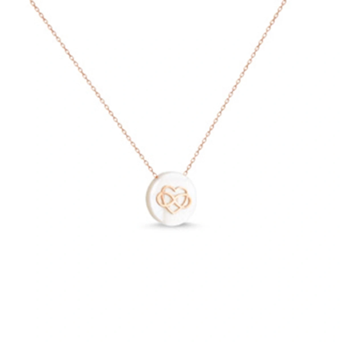 Elip Sedefli Sonsuzluk Kalp Kolye