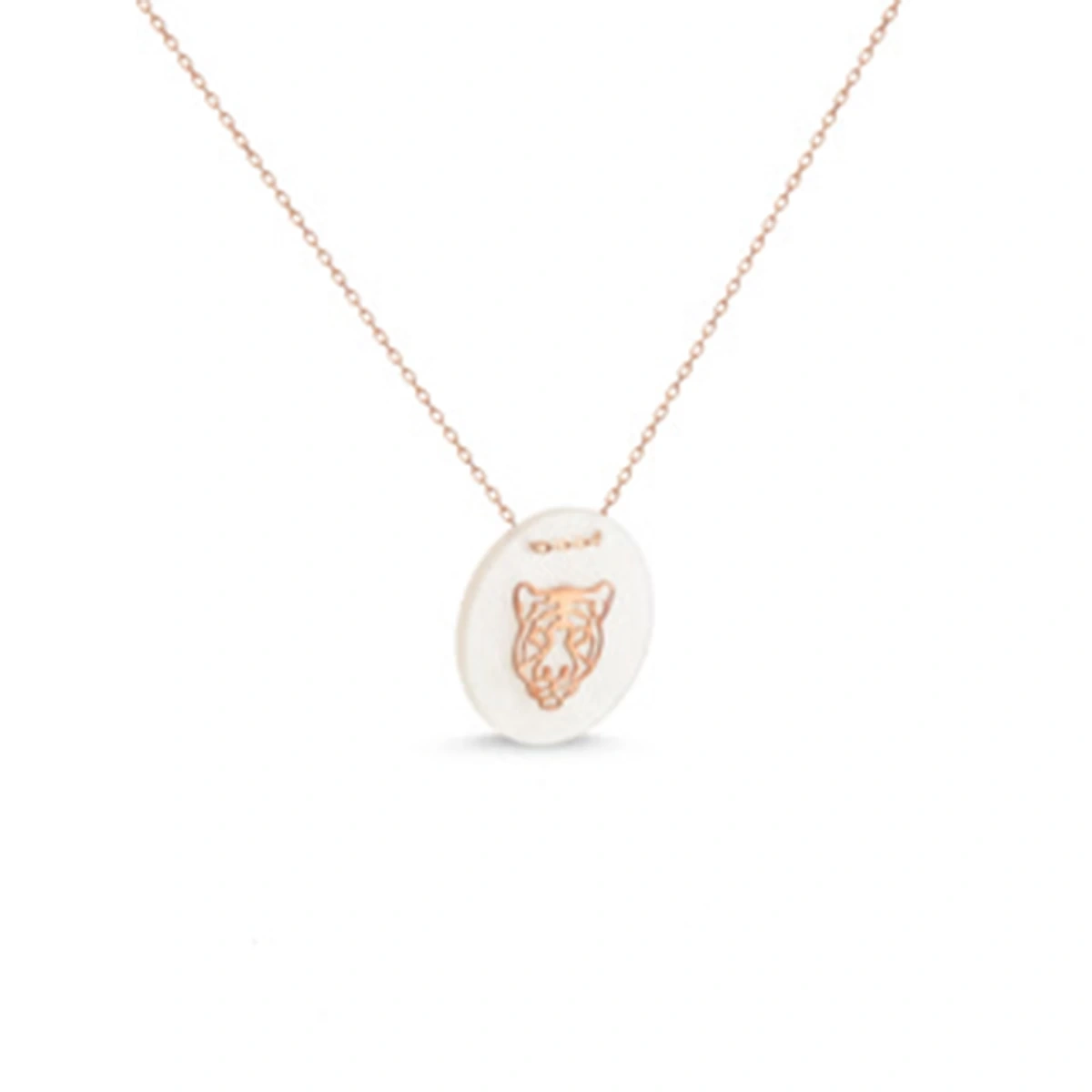 Elips Sedefli Aslan başı Kolye