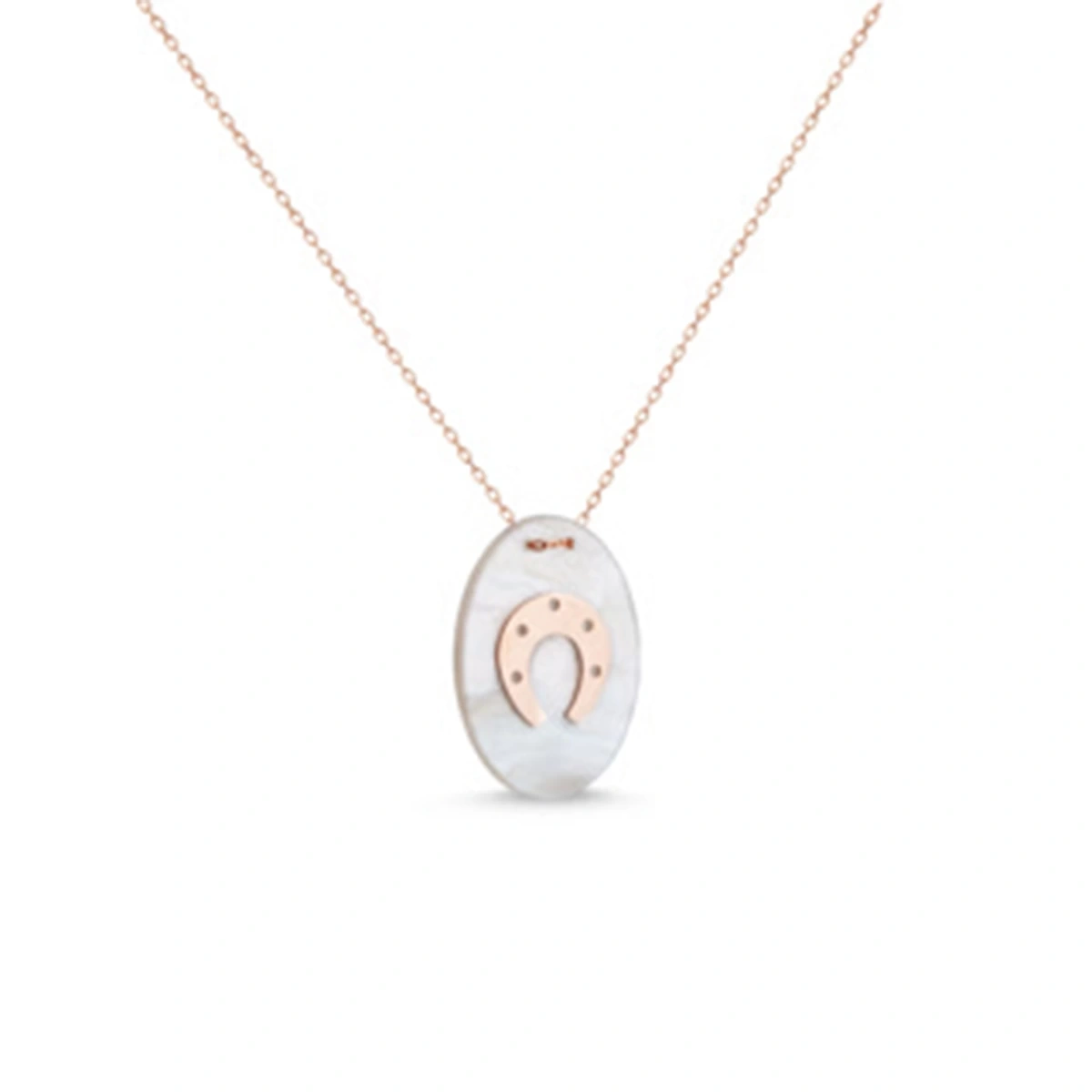 Elips Sedefli At Nalı Kolye