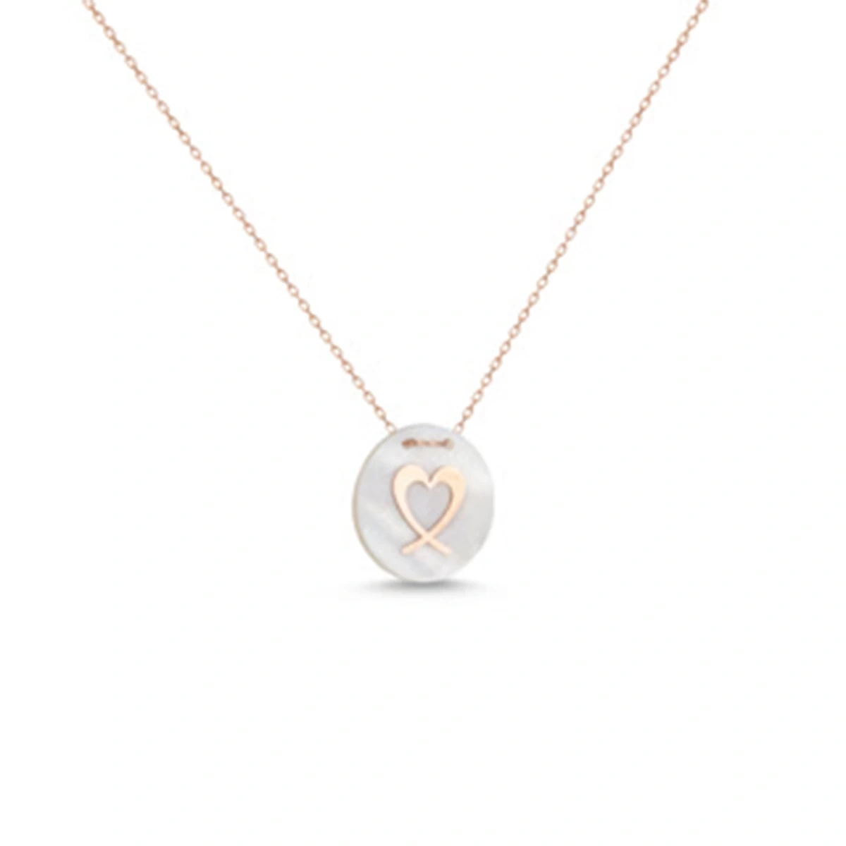 Elips Sedefli Kalp Kolye