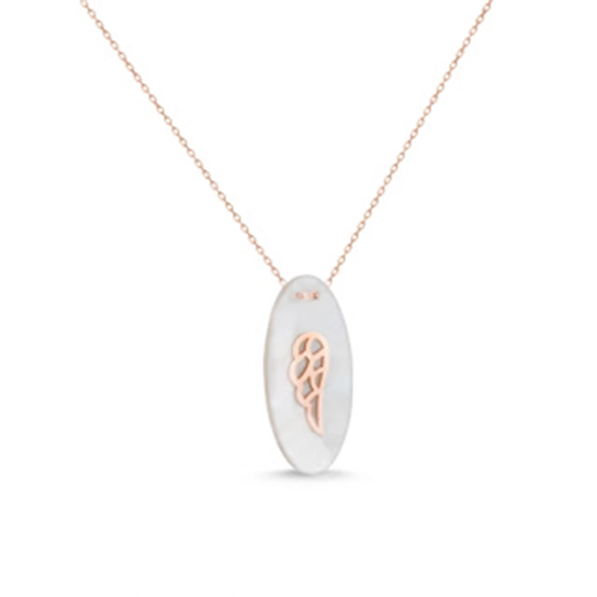 Elips Sedefli Tek kanat Kolye