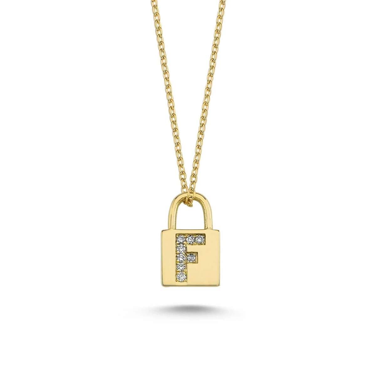 F Harfi Kilit Altın Kolye