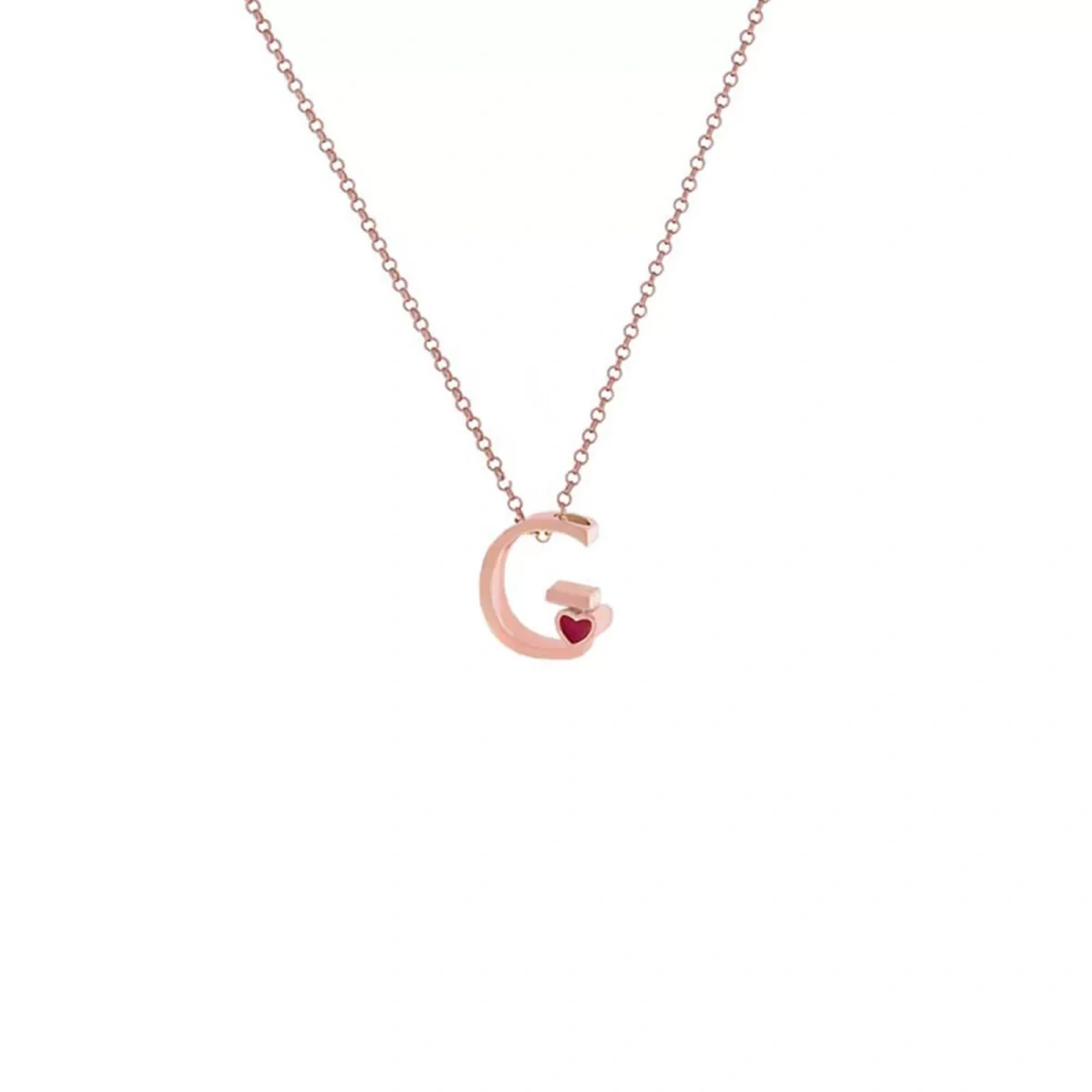 G Harfi Kalpli Gümüş Kolye