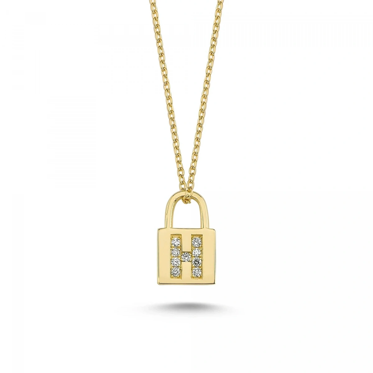 H Harfi Kilit Altın Kolye