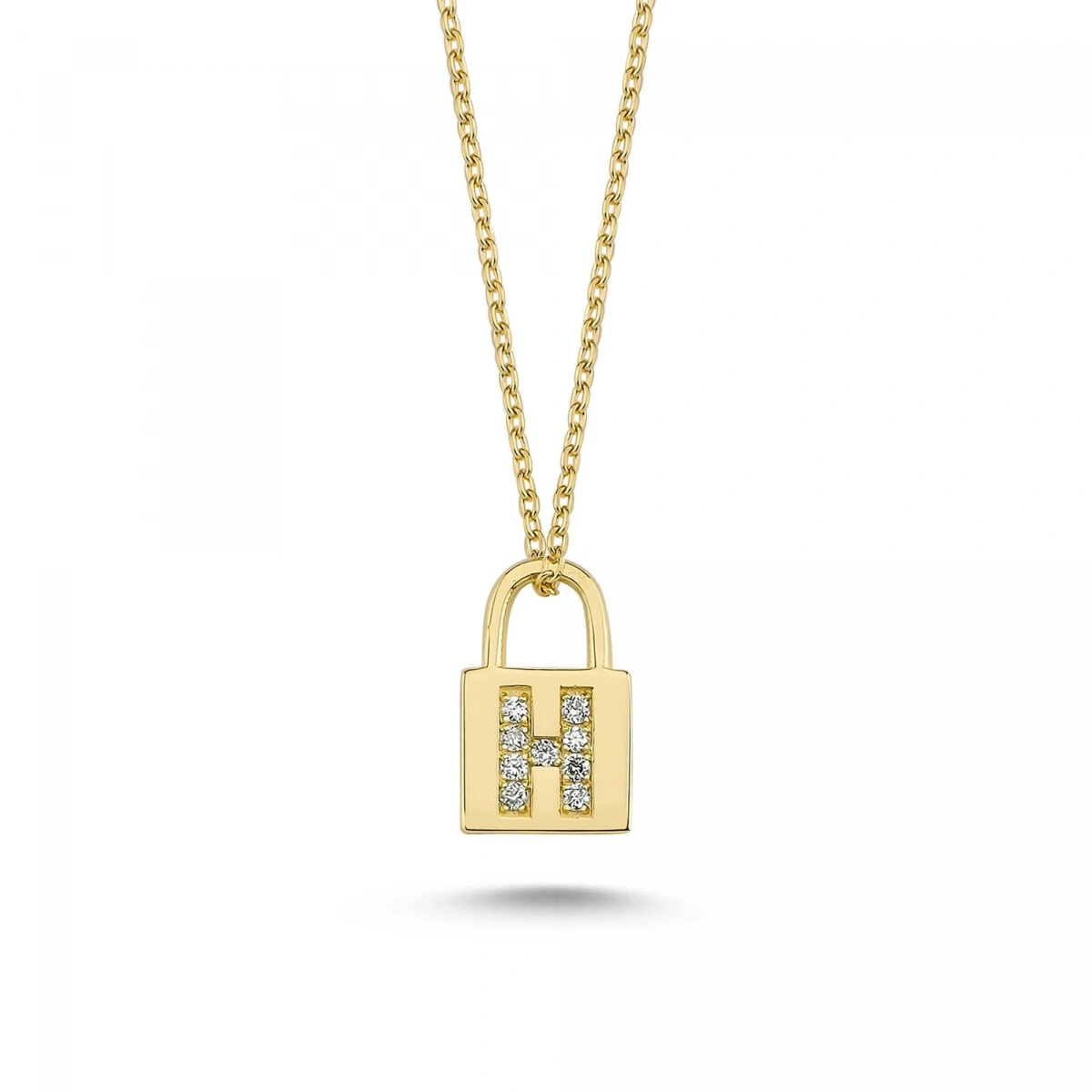 H Harfi Kilit Altın Kolye