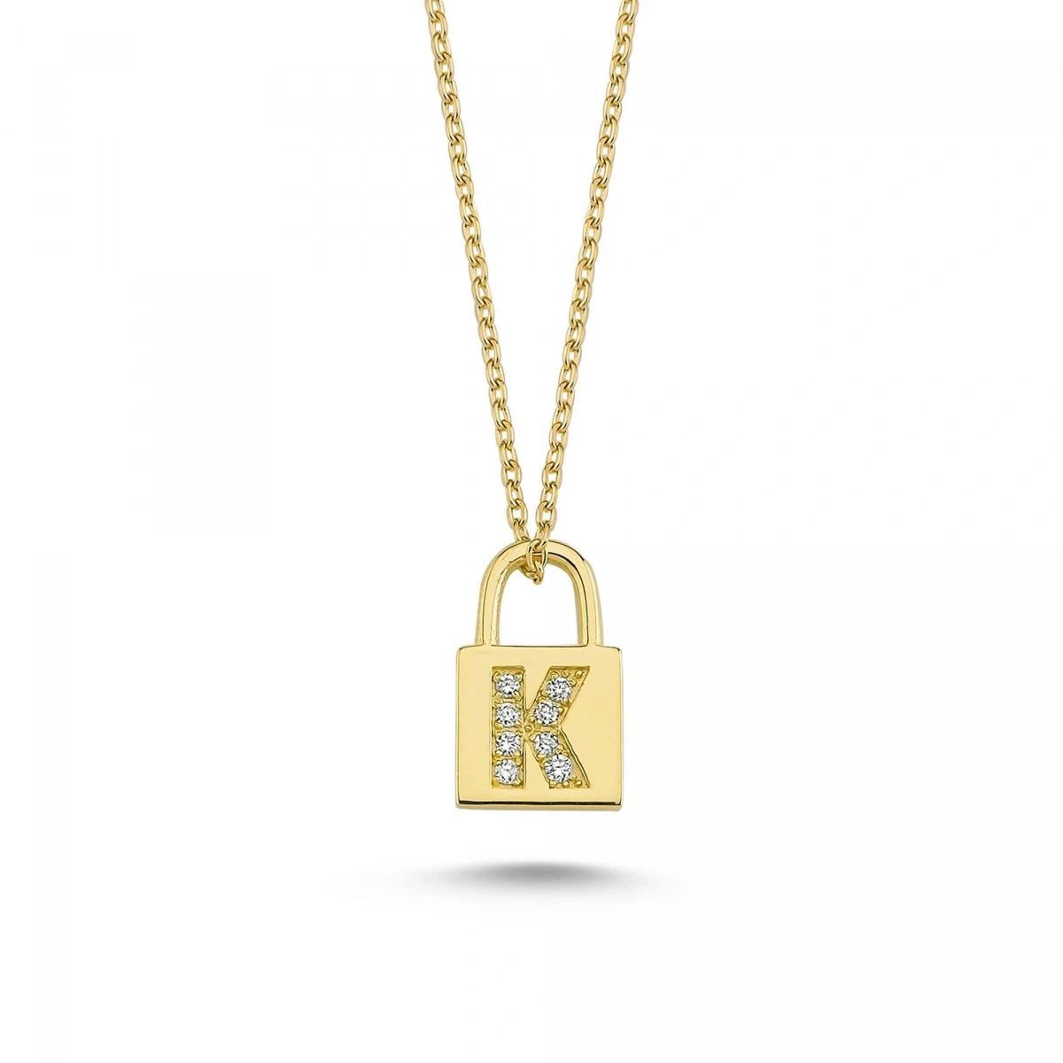 K Harfi Kilit Altın Kolye