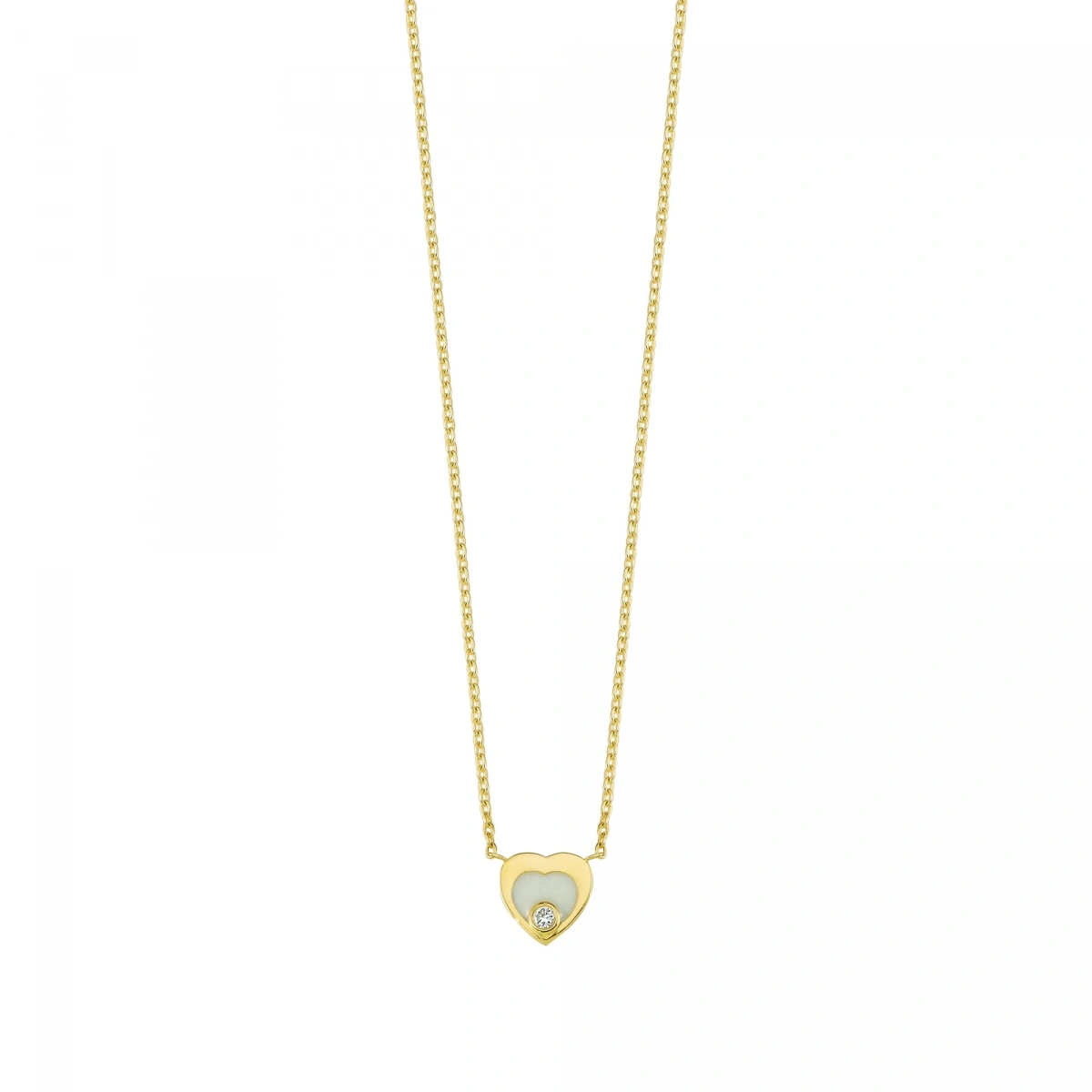 Kalp Mineli Pırlanta Kolye