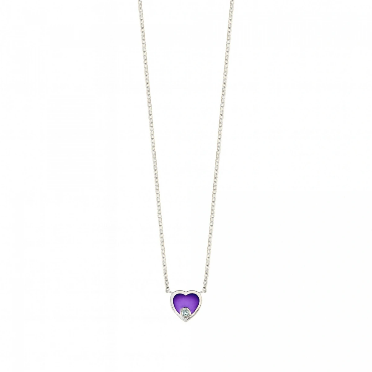 Kalp Mineli Pırlanta Kolye