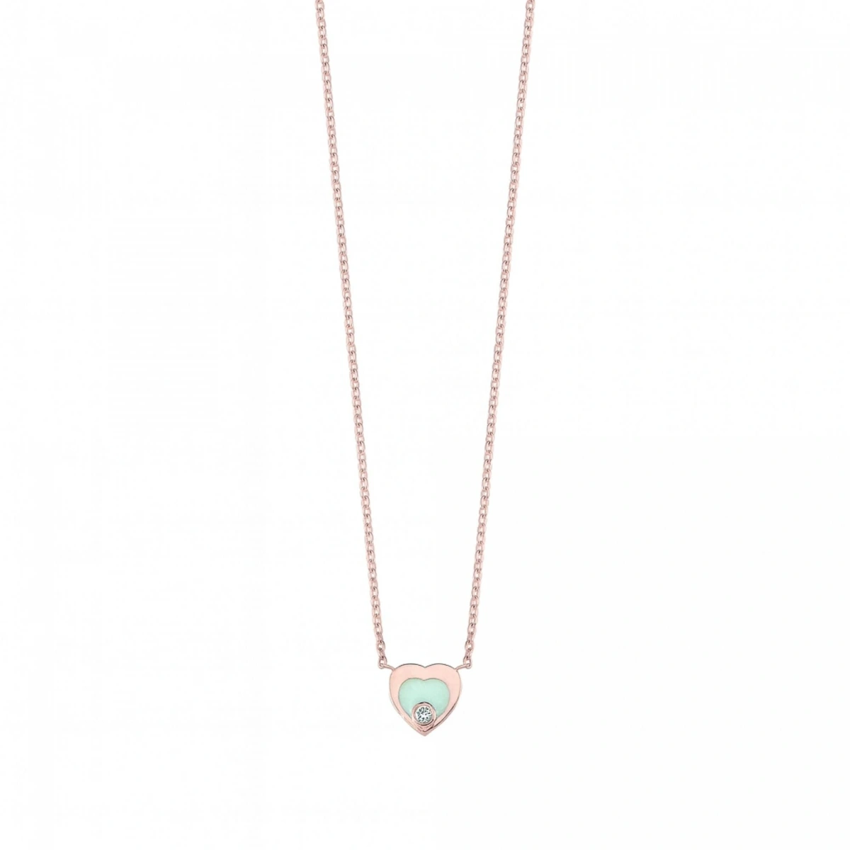 Kalp Mineli Pırlanta Kolye