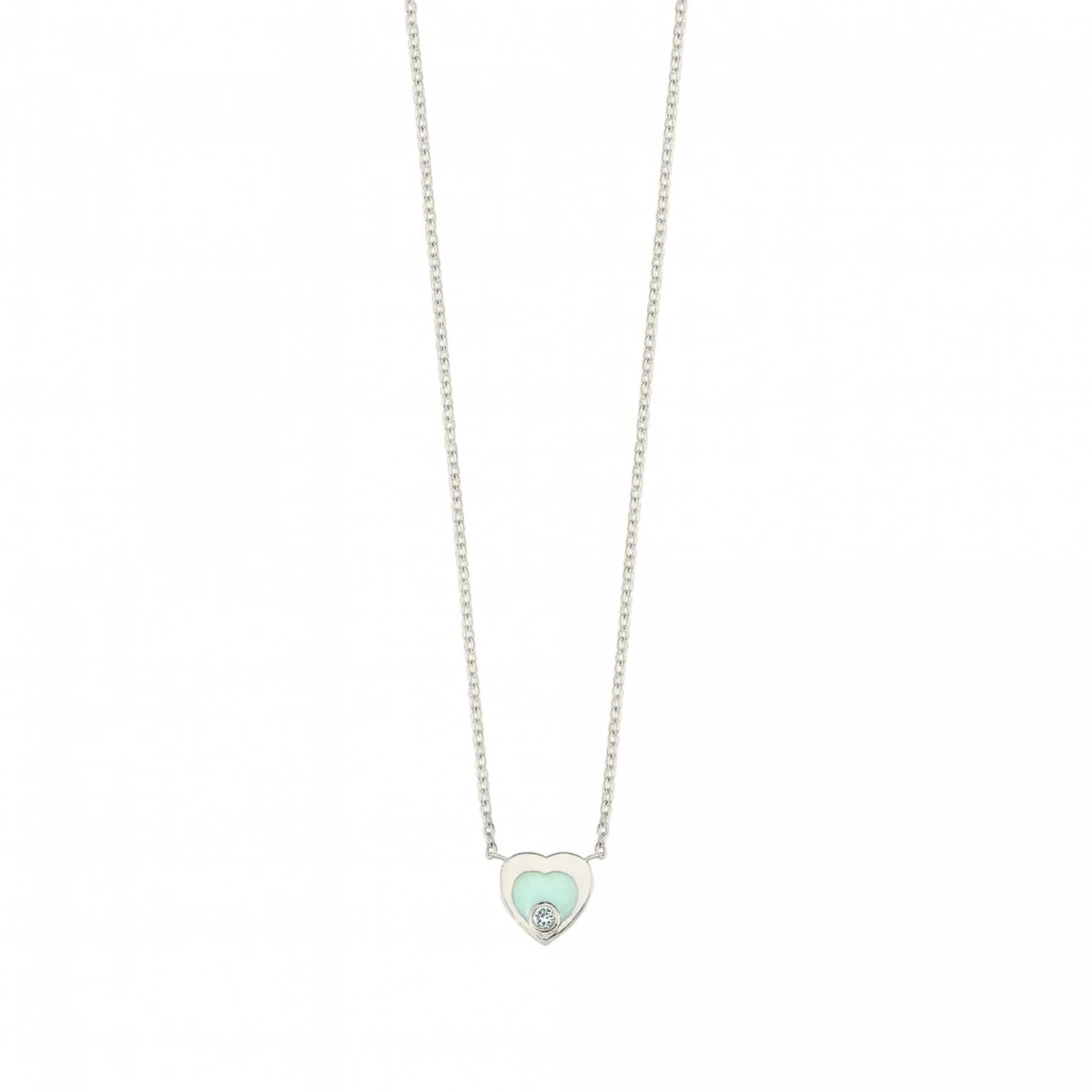 Kalp Mineli Pırlanta Kolye