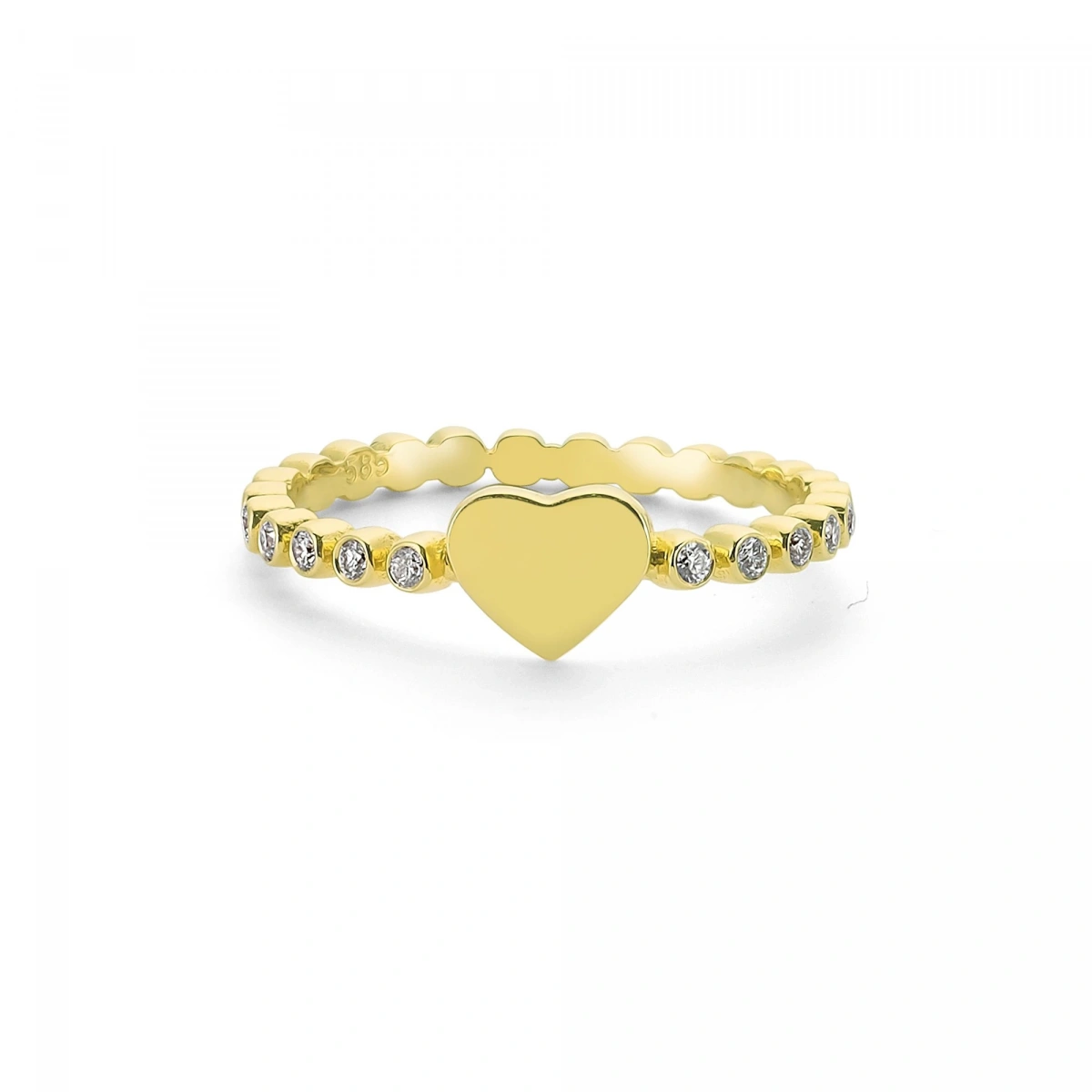 Kalpli Kenarları Taşlı Altın Yüzük