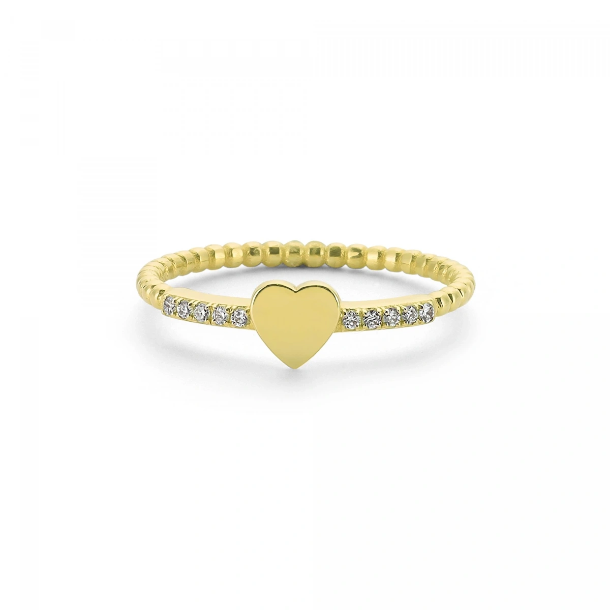 Kalpli Kenarları Taşlı Altın Yüzük