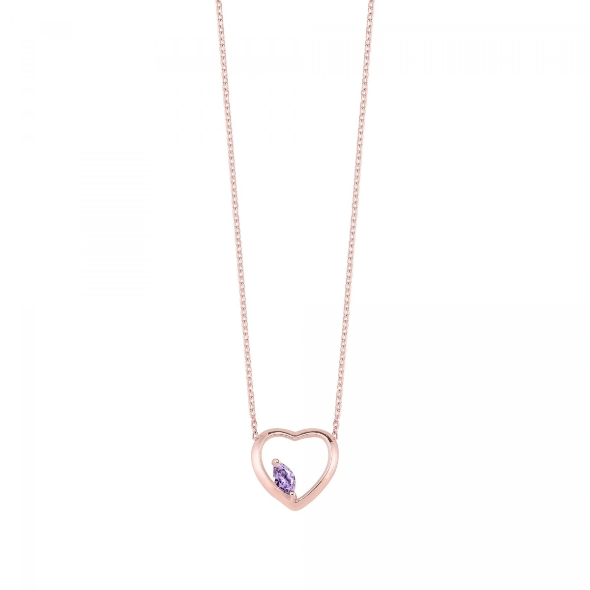 Kalpli Mor Markiz Rengarenk Altın Kolye