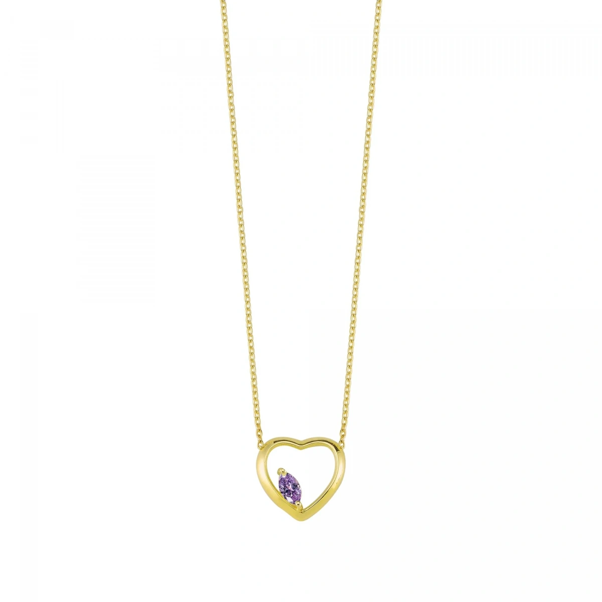 Kalpli Mor Markiz Rengarenk Altın Kolye