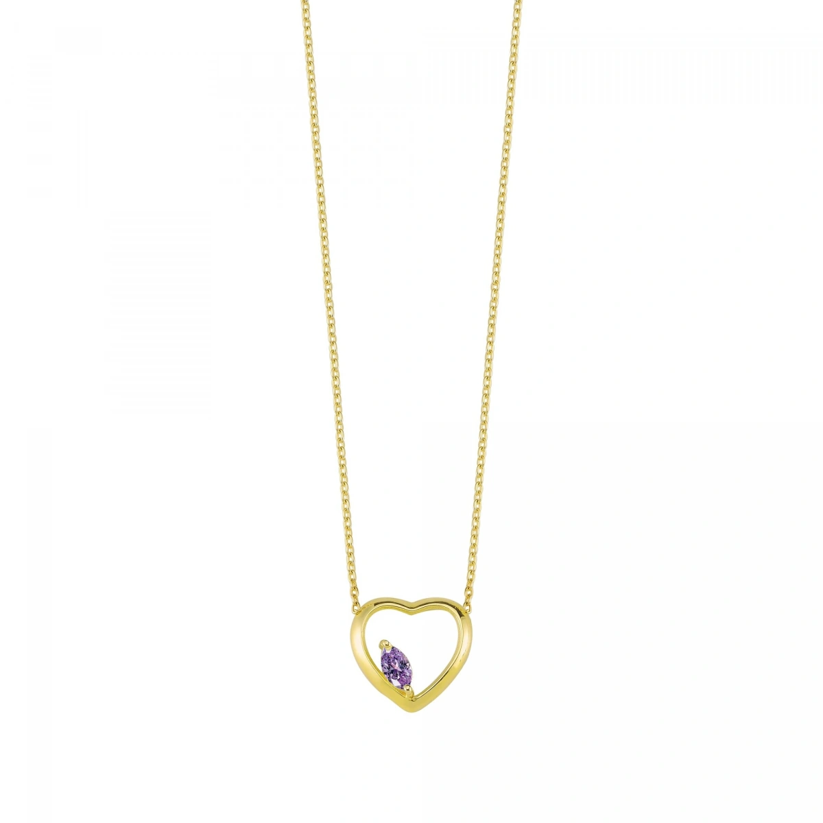 Kalpli Mor Markiz Rengarenk Altın Kolye