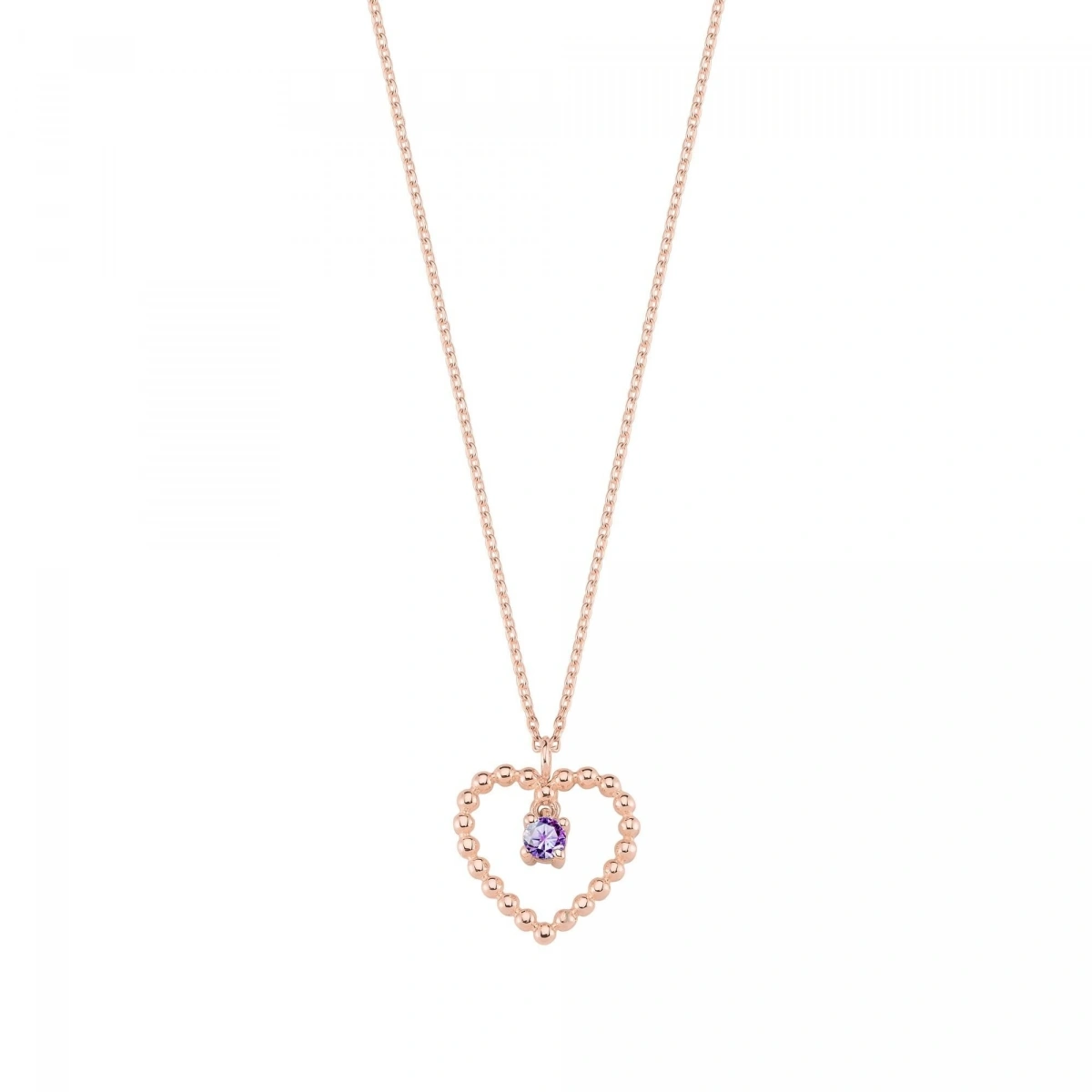 Kalpli Mor Taşlı Rengarenk Altın Kolye