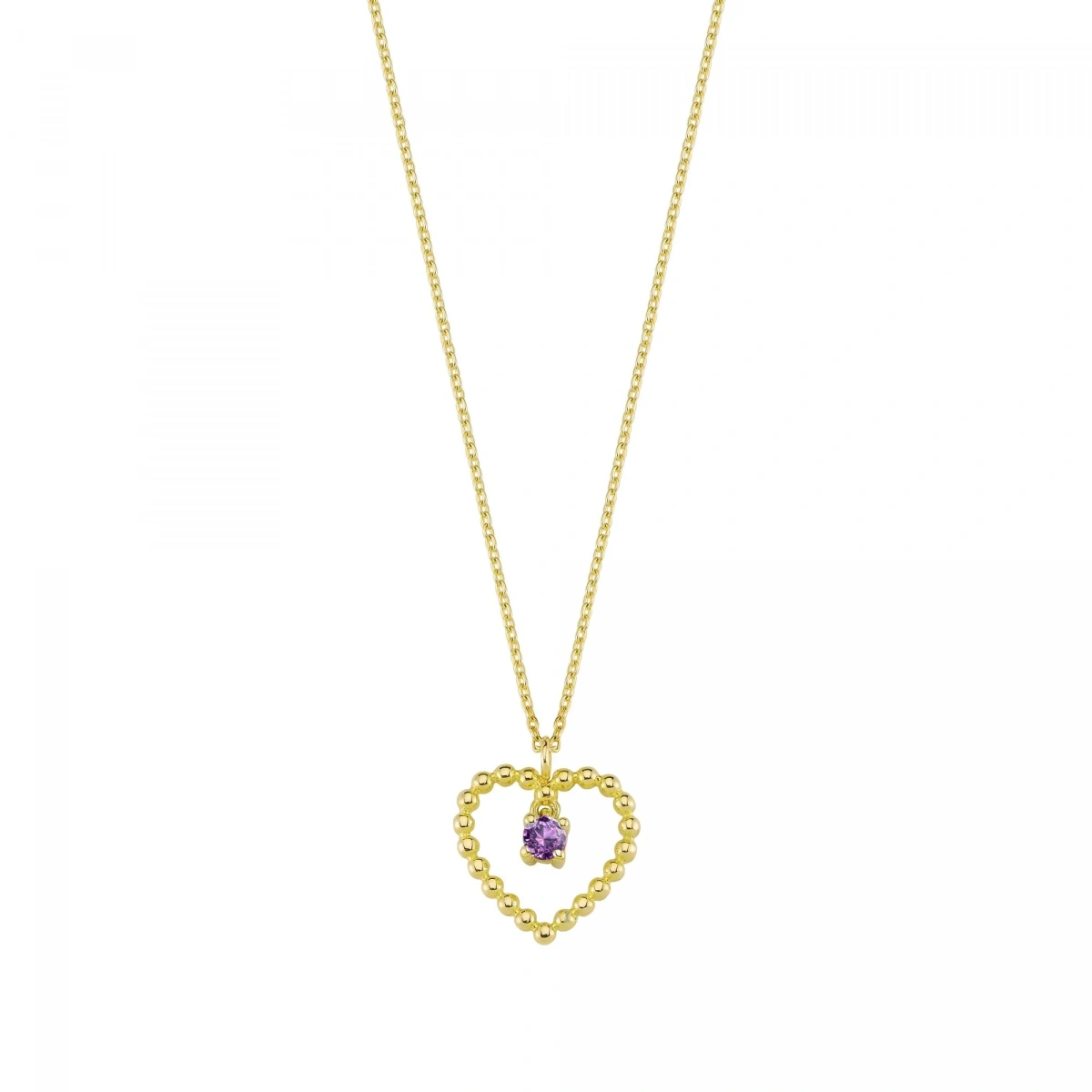 Kalpli Mor Taşlı Rengarenk Altın Kolye