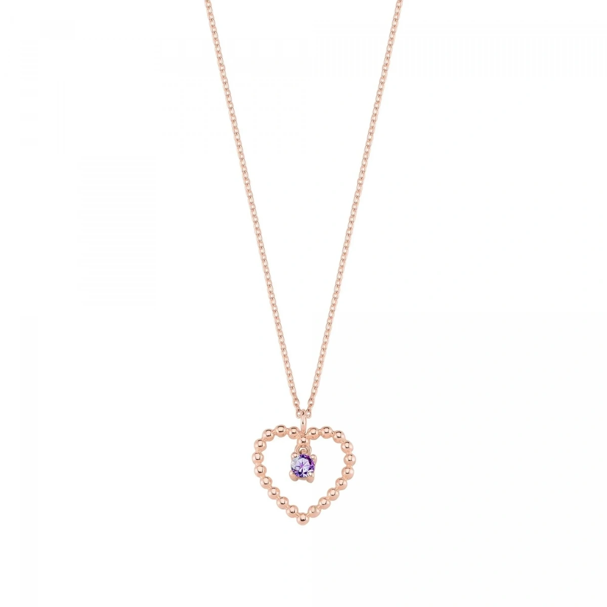 Kalpli Mor Taşlı Rengarenk Altın Kolye