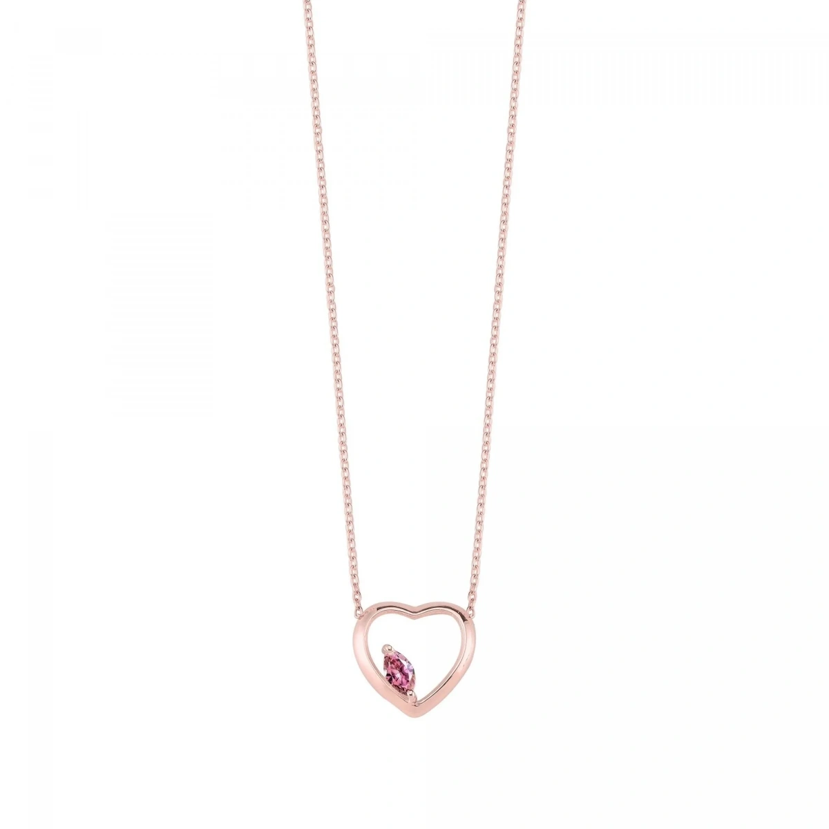 Kalpli Pembe Markiz Rengarenk Altın Kolye