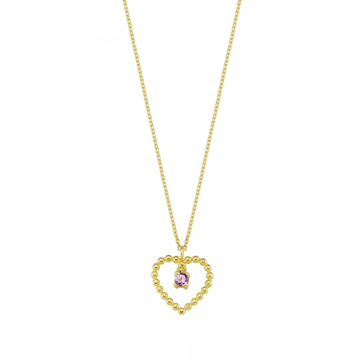 Kalpli Pembe Taşlı Rengarenk Altın Kolye