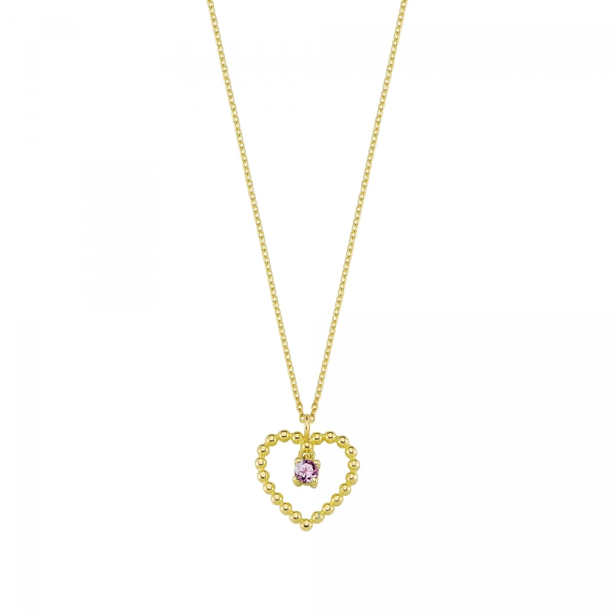 Kalpli Pembe Taşlı Rengarenk Altın Kolye