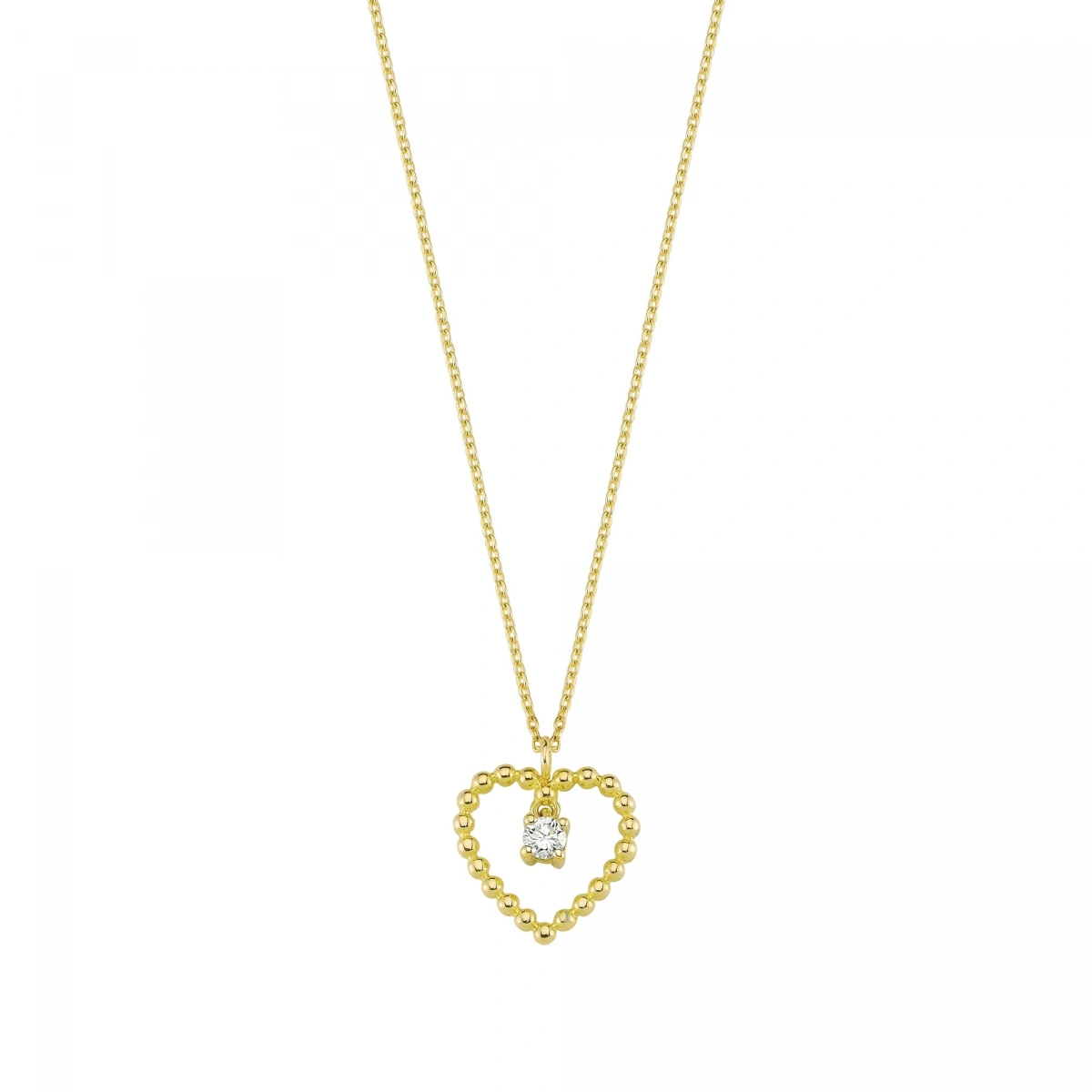 Kalpli Pırlanta Sallantılı Kolye